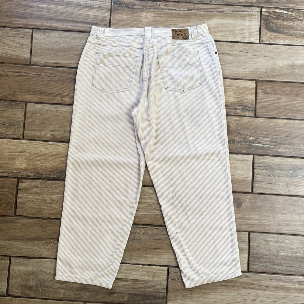VTG Y2K Rusty Pants Mens Size 36 Corduroy White  Surf Skate Flaw